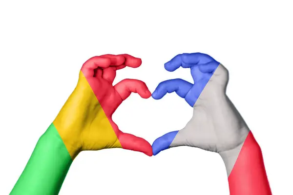 Mali France Heart Hand Gesture Making Heart Clipping Path — Stock Photo, Image
