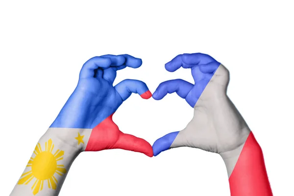 Φιλιππίνες Γαλλία Καρδιά Χέρι Χειρονομία Κάνοντας Καρδιά Κλίπινγκ Path — Φωτογραφία Αρχείου