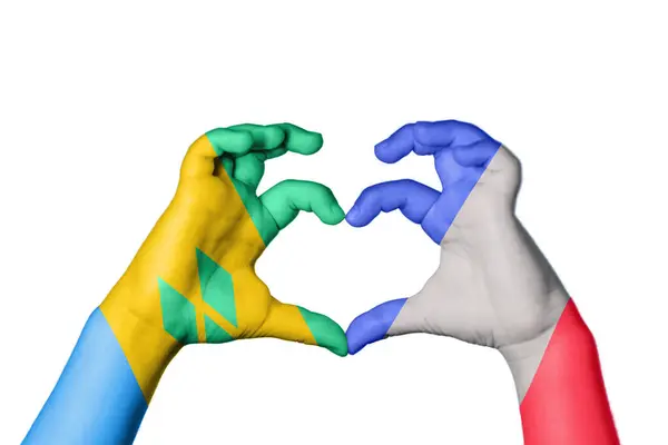 Saint Vincent Und Die Grenadinen Frankreich Herz Handbewegung Die Herz — Stockfoto