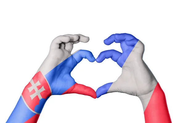 Słowacja Francja Serce Ręki Gestu Podejmowania Serca Ścieżka Clipping — Zdjęcie stockowe