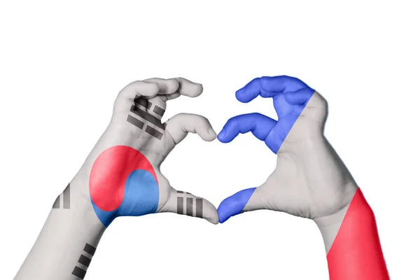 Südkorea Frankreich Herz Handbewegung Die Herz Macht Clipping Path — Stockfoto