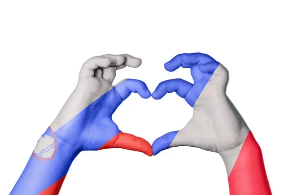 Słowenia Francja Serce Gest Ręczny Serca Ścieżka Klipu — Zdjęcie stockowe