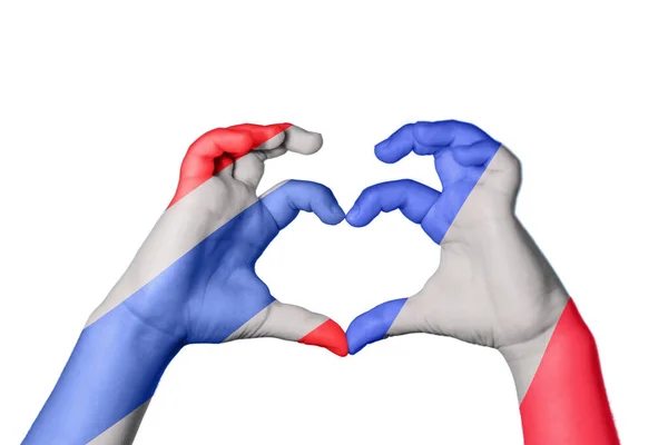 Thailand France Heart Hand Gesture Making Heart Clipping Path — Stock Photo, Image