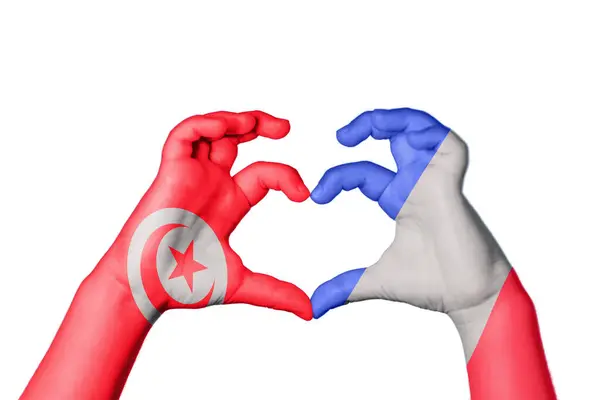 Tunísia França Coração Gesto Mão Fazendo Coração Clipping Path — Fotografia de Stock