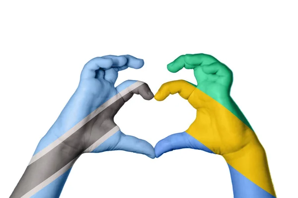 Botswana Gabon Heart Hand Gesture Making Heart Clipping Path — Stock Photo, Image