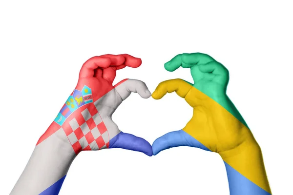 Croatia Gabon Heart Hand Gesture Making Heart Clipping Path — Stock Photo, Image