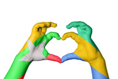 Myanmar Gabon Heart, el hareketi kalp yapma, kırpma yolu.