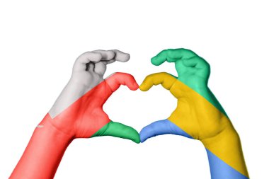 Umman Gabon Heart, el hareketi kalp yapma, kırpma yolu.