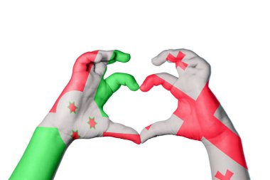 Burundi Georgia Heart, el hareketi kalp yapma, kırpma yolu.