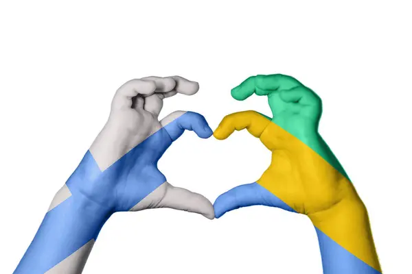 Finsko Gabon Heart Ruční Gesto Tvorby Srdce Ořezávání Stezka — Stock fotografie