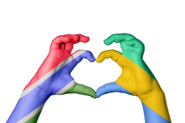 Gambia Gabon Heart Hand Gesture Making Heart Clipping Path — Stock Photo, Image