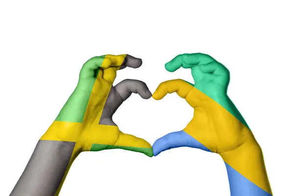 Jamaica Gabon Hjärta Hand Gest Att Göra Hjärta Klippning Vägen — Stockfoto