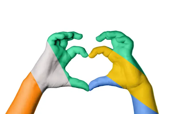 Ivory Coast Gabon Heart Hand Gesture Making Heart Clipping Path — Stock Photo, Image