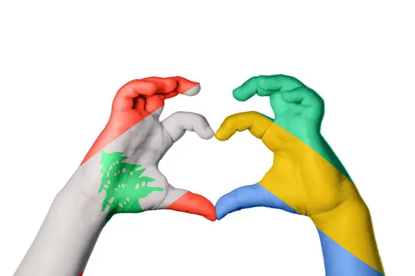 Libanon Gabon Heart Hand Gest Att Göra Hjärta Klippning Väg — Stockfoto