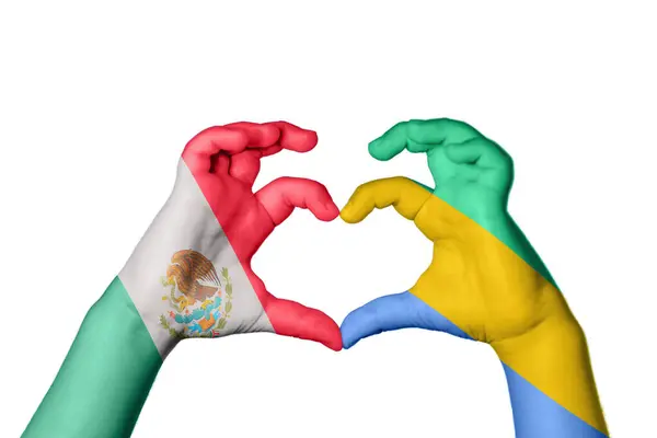 Мексика Габон Серце Жест Рук Робить Серце Відсікаючи Шлях — стокове фото