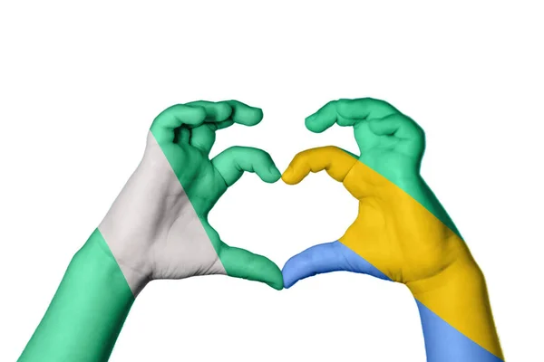 Nigeria Gabon Heart Hand Gest Att Göra Hjärta Klippning Vägen — Stockfoto