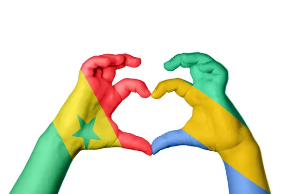 Сенегал Габон Сердце Жест Руки Делает Сердце Обрезка Пути — стоковое фото
