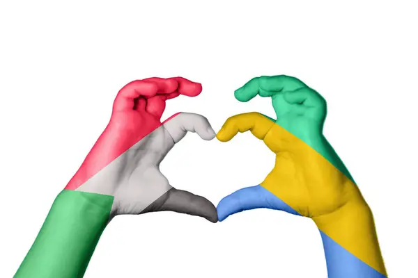 Sudan Gabon Heart Hand Gesture Making Heart Clipping Path — Stock Photo, Image