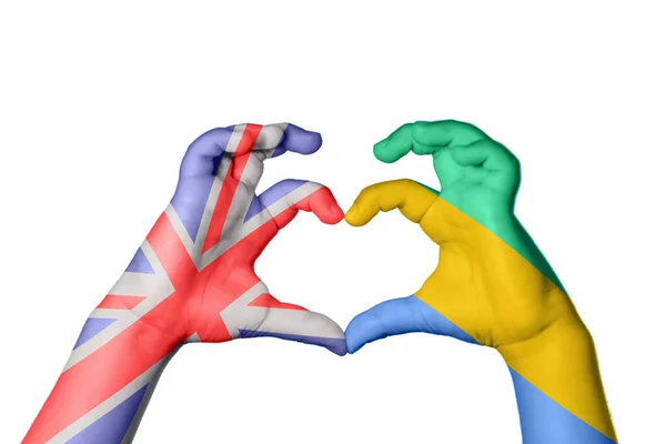 Reino Unido Gabão Coração Mão Gesto Fazendo Coração Clipping Path — Fotografia de Stock