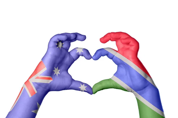 Australien Gambia Herz Hand Macht Herz Clipping Path — Stockfoto