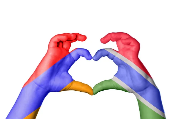 Armenien Gambia Herz Handgeste Die Herz Macht Clipping Path — Stockfoto
