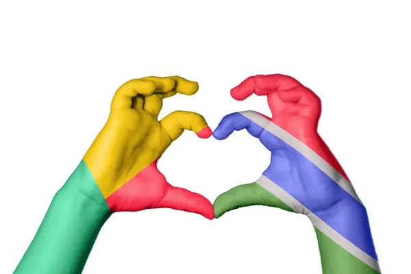 Benin Gambia Heart Hand Gesture Making Heart Clipping Path — Stock Photo, Image