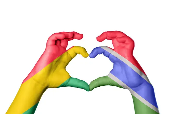 Bolivia Gambia Heart Hand Gesture Making Heart Clipping Path — Stock Photo, Image