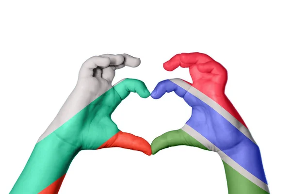 Bulgaria Gambia Heart Hand Gesture Making Heart Clipping Path — Stock Photo, Image