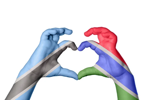 Botswana Gambia Heart Hand Gesture Making Heart Clipping Path — Stock Photo, Image