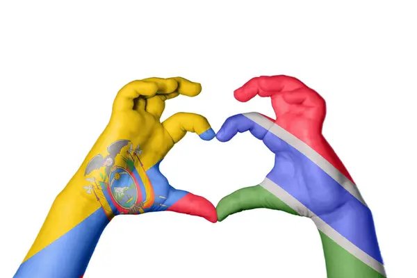 Équateur Gambie Coeur Geste Main Faisant Coeur Sentier Coupe — Photo