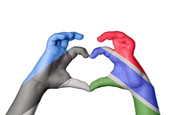 Estland Gambia Herz Handbewegung Die Herz Macht Clipping Path — Stockfoto