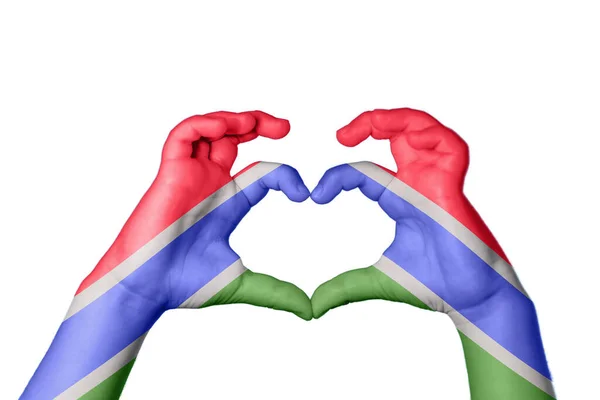 Гамбия Гамбия Сердце Жест Руки Делает Сердце Клиппинг Путь — стоковое фото
