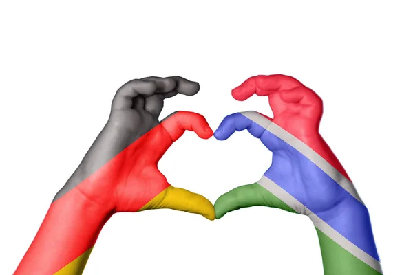 Germany Gambia Heart Hand Gesture Making Heart Clipping Path — Stock Photo, Image