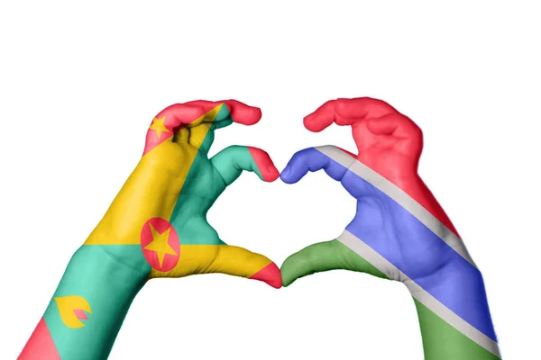 Grenada Gambia Heart Hand Gesture Making Heart Clipping Path — Stock Photo, Image