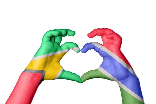 Guyana Gambie Coeur Geste Main Faisant Coeur Sentier Coupure — Photo