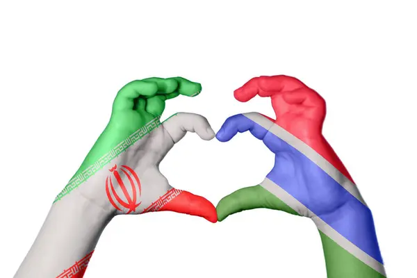 Iran Gambia Herz Handgeste Die Herz Macht Clipping Path — Stockfoto