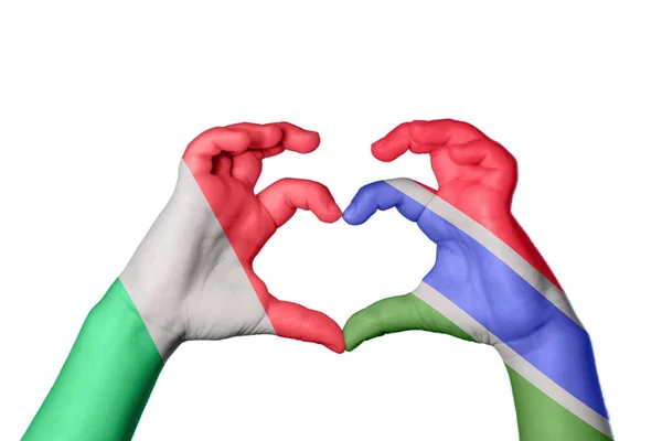 Italien Gambia Herz Handgeste Die Herz Macht Clipping Path — Stockfoto