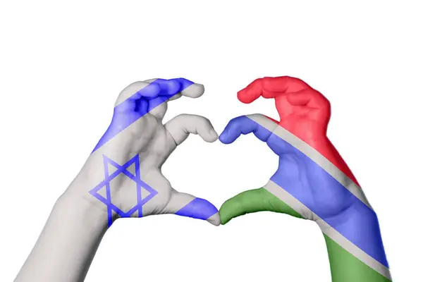 Israël Gambie Cœur Geste Main Faisant Cœur Sentier Coupe — Photo