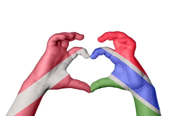 Lettország Gambia Szív Kézmozdulat Készítés Szív Vágás — Stock Fotó
