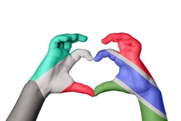 Κουβέιτ Γκάμπια Καρδιά Χέρι Χειρονομία Κάνοντας Καρδιά Ψαλίδισμα Μονοπάτι — Φωτογραφία Αρχείου