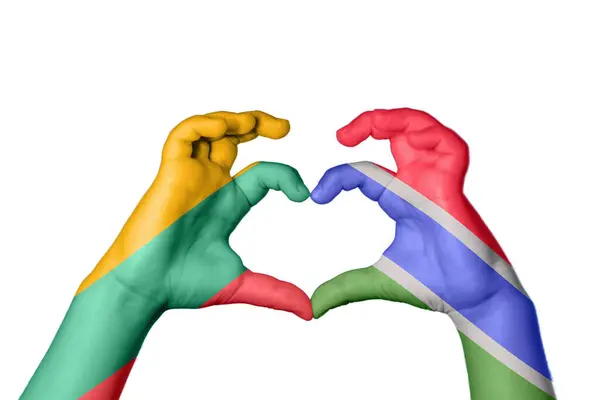 Litauen Gambia Herz Handbewegung Die Herz Macht Clipping Path — Stockfoto