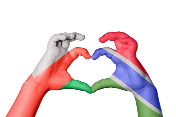 Oman Gambia Herz Handbewegung Die Herz Macht Clipping Path — Stockfoto