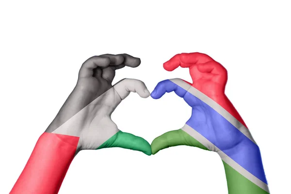 Palästina Gambia Herz Handgeste Die Herz Macht Clipping Path — Stockfoto
