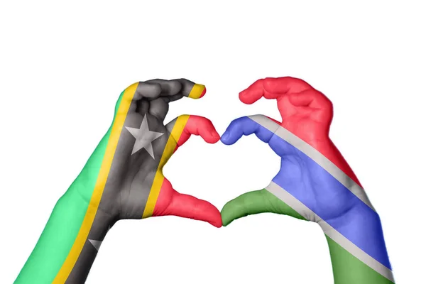 Сердце Сент Китса Невиса Гамбии Жест Делающий Сердце Отрезающий Путь — стоковое фото