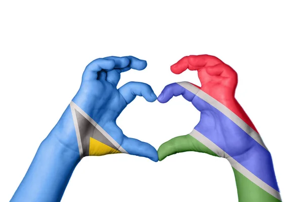 Saint Lucia Gambia Herz Handbewegung Die Herz Macht Clipping Path — Stockfoto