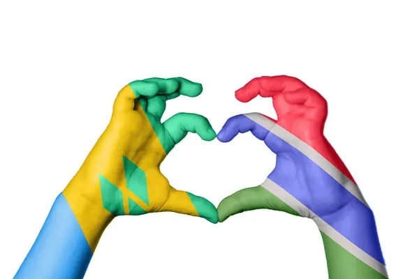 Saint Vincent Grenadines Gambia Heart Hand Gesture Making Heart Clipping — Stock Photo, Image