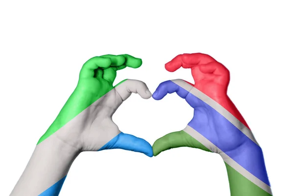 Sierra Leone Gambia Heart Hand Gesture Making Heart Clipping Path — Stock Photo, Image