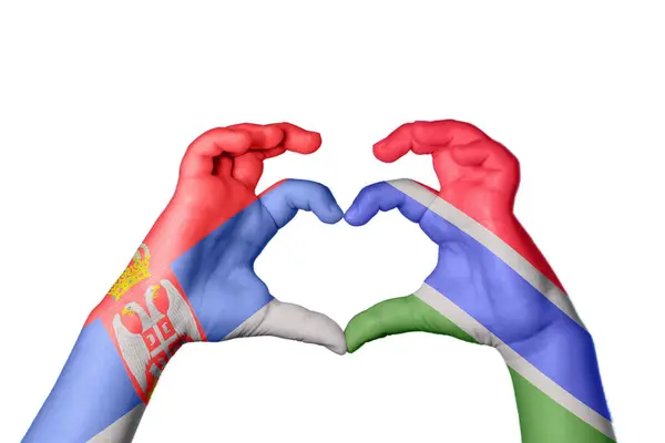 Serbia Gambia Corazón Hacer Gestos Corazón Recortar Camino —  Fotos de Stock