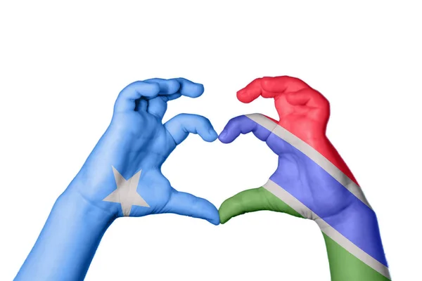 Somália Gâmbia Coração Gesto Mão Fazendo Coração Clipping Path — Fotografia de Stock