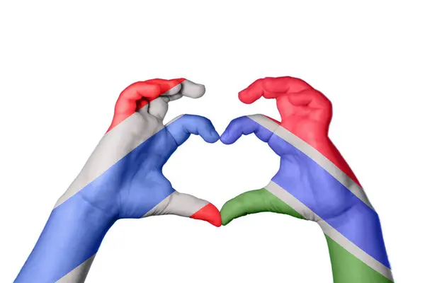 Thailand Gambia Heart Hand Gesture Making Heart Clipping Path — Stock Photo, Image